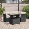 vidaXL 5-tlg. Garten-Sofagarnitur mit Kissen Schwarz Poly Rattan
