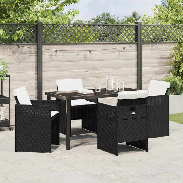vidaXL Garten Essgruppe 5 pcs Schwarz Poly-Rattan