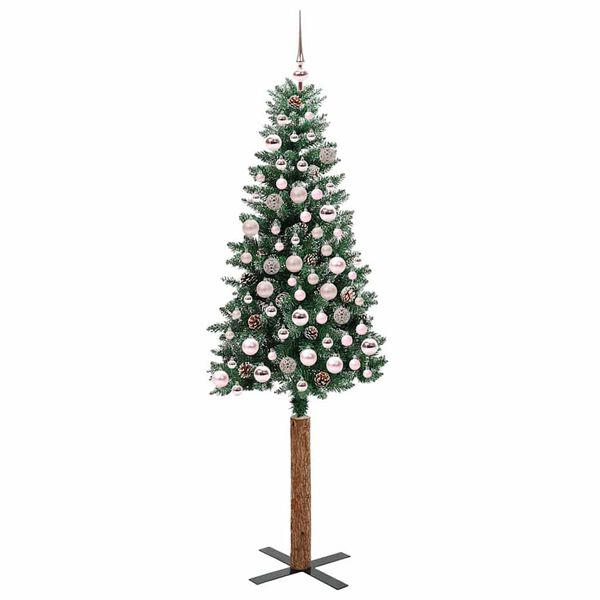 vidaXL Schlanker Weihnachtsbaum mit 300 LEDs mit St&auml;nder Gr&uuml;n 180 cm