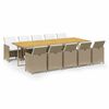 vidaXL 11-tlg. Garten-Essgruppe mit Kissen Poly Rattan Beige