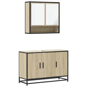 vidaXL 2-tlg. Badm&ouml;bel-Set Sonoma-Eiche Holzwerkstoff
