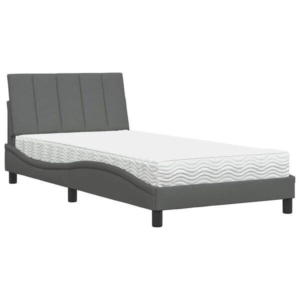 vidaXL Bett mit Matratze "Hanko" Dunkelgrau 100x200 cm Stoff