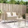vidaXL Gartenbank mit Kissen Beige Poly Rattan