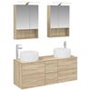 vidaXL Badezimmerm&ouml;bel-Set 5 pcs Sonoma-Eiche Ingenieurholz und Glas