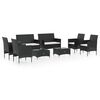 vidaXL 8-tlg. Garten-Lounge-Set mit Auflagen Poly Rattan Schwarz