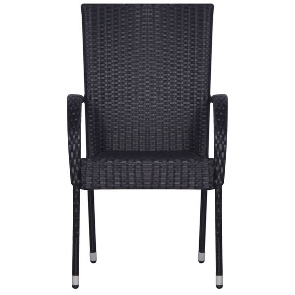 vidaXL 3-tlg. Garten-Essgruppe Poly Rattan Schwarz