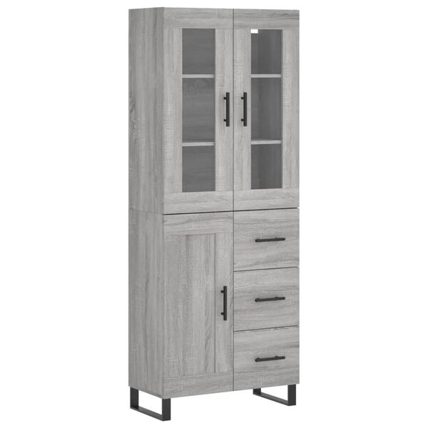 vidaXL Highboard Grau Sonoma 69,5x34x180 cm Holzwerkstoff