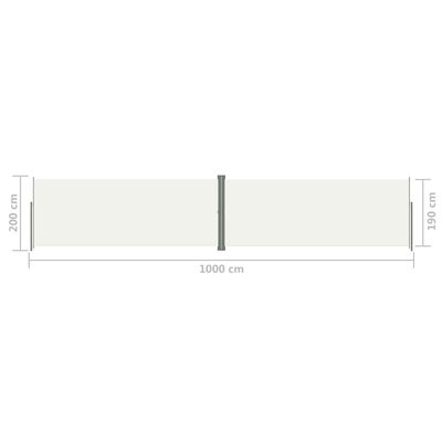 vidaXL Seitenmarkise Ausziehbar Creme 200x1000 cm