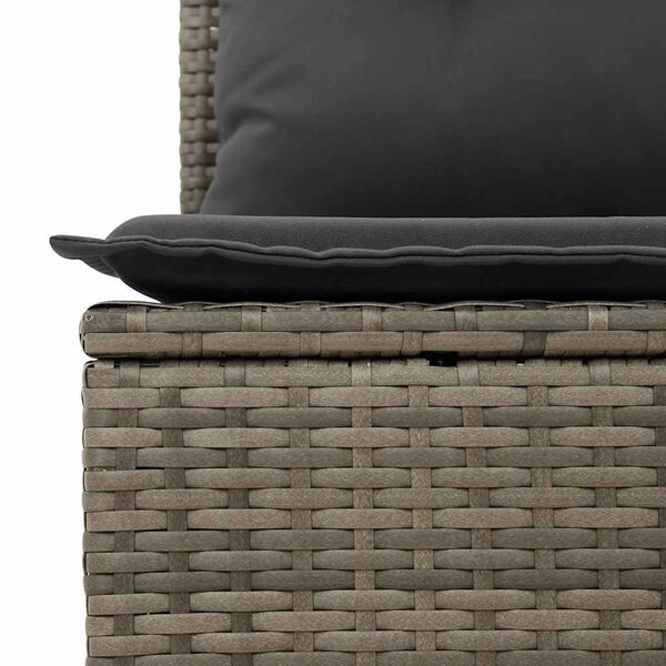 vidaXL 7-tlg. Garten-Sofagarnitur mit Kissen Hellgrau Poly Rattan