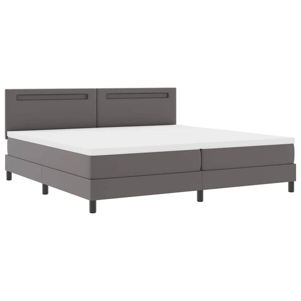 vidaXL Boxspringbett mit Matratze Grau 200 x 200 cm Kunstleder