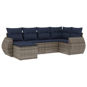 vidaXL 6-teiliges Gartensofa-Set mit Kissen, grau, Polyrattan
