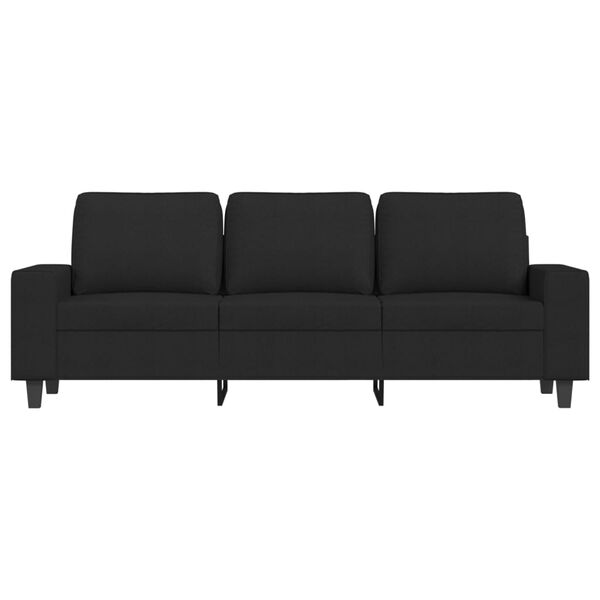 vidaXL 3-Sitzer-Sofa mit Hocker Schwarz 180 cm Stoff