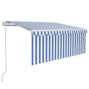 vidaXL Markise Automatisch Einziehbar mit Volant 3x2,5 m Blau und Wei&szlig;
