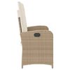 vidaXL Gartenbank Verstellbar mit Kissen Beige Poly Rattan