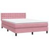 vidaXL Boxspringbett mit Matratze Rosa 140x210 cm Samt