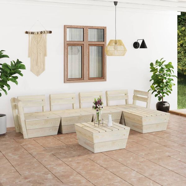 vidaXL 6-tlg. Garten-Paletten-Lounge-Set Imprägniertes Fichtenholz