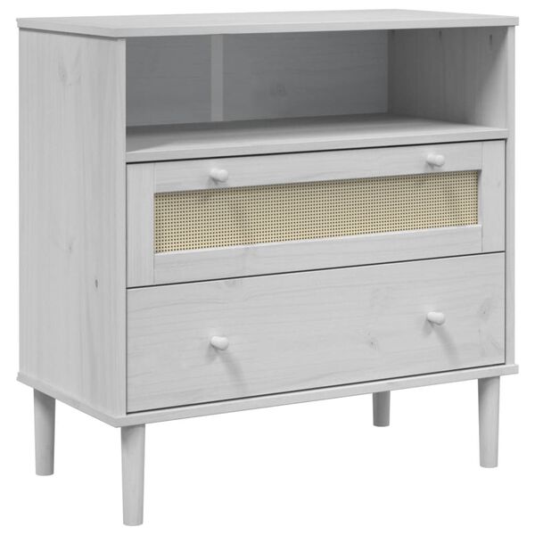 vidaXL Sideboard SENJA Rattan-Optik Weiß 80x40x80 cm Kiefernholz