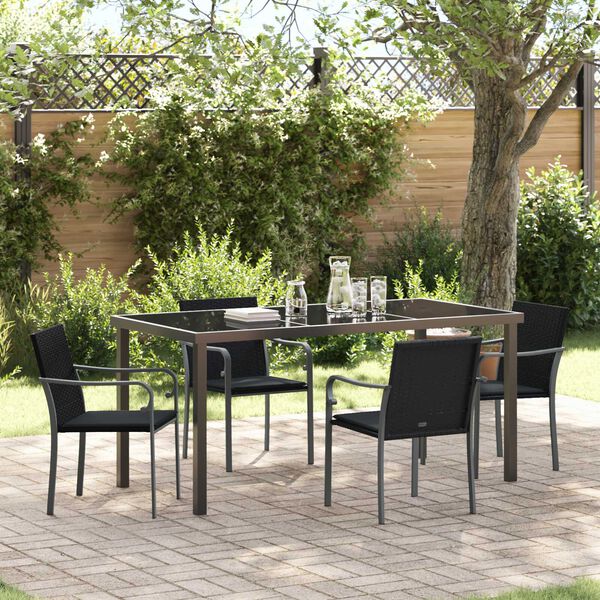 vidaXL Garten Essgruppe 5 pcs Schwarz Poly Rattan
