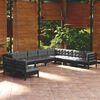 vidaXL 10-tlg. Garten-Lounge-Set mit Kissen Schwarz Massivholz Kiefer