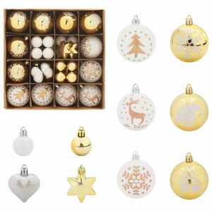 vidaXL Weihnachtskugel-Set 40 pcs Wei&szlig; und Gold Kunststoff