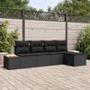 vidaXL Gartensofa-set mit Kissen mit Speicher 6 pcs Schwarz Polyrattan