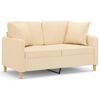 vidaXL 2-Sitzer-Sofa mit Kissen Creme 120 cm Stoff