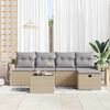 vidaXL Garten-Sofa-Set mit Kissen mit Speicher 6 pcs Beige Poly Rattan