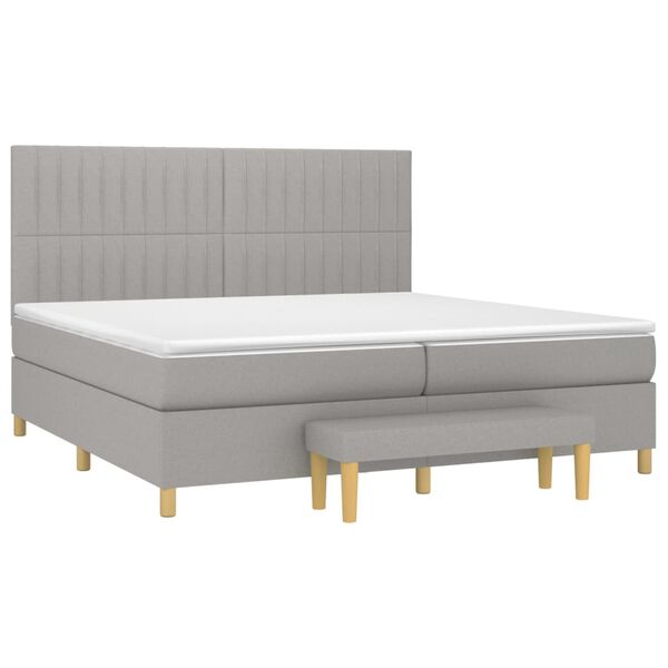 vidaXL Boxspringbett mit Matratze Hellgrau 200x200 cm Stoff