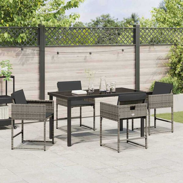 vidaXL Garten Essgruppe 5 pcs Grau Poly-Rattan