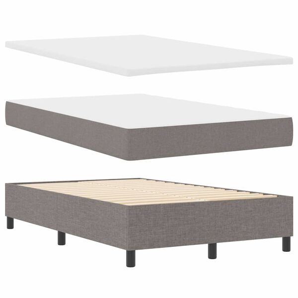 vidaXL Boxspringbett mit Matratze Taupe 120 x 190 cm Stoff