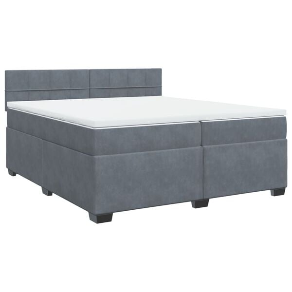vidaXL Boxspringbett mit Matratze Dunkelgrau 200x200 cm Samt