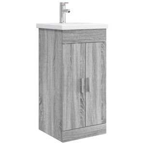 vidaXL Badezimmerschrank mit Waschbecken Grau Sonoma 42 x 40 x 84,5 cm