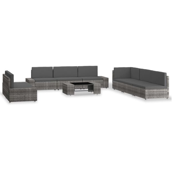 vidaXL 9-tlg. Garten-Lounge-Set Poly Rattan Grau