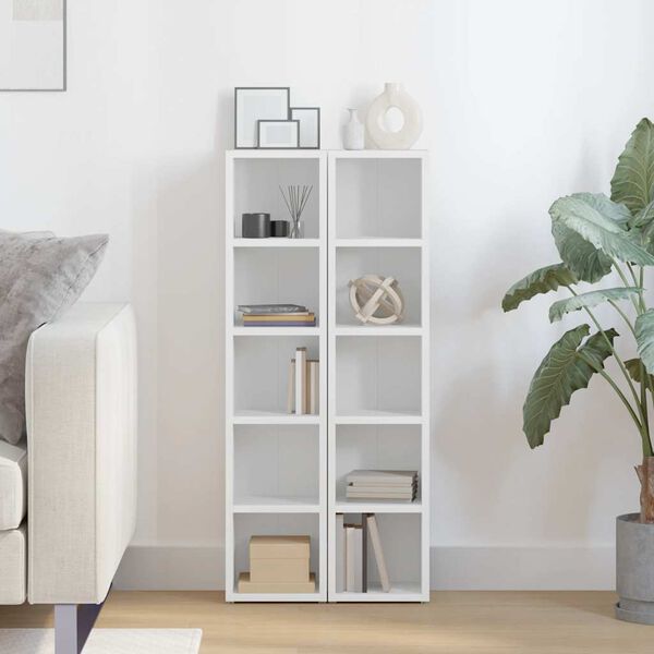 vidaXL CD-Regale 2 Stk. Wei&szlig; 21x16x93,5 cm Holzwerkstoff