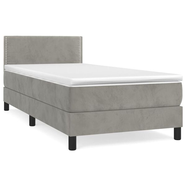 vidaXL Boxspringbett mit Matratze Hellgrau 80x200 cm Samt