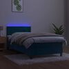 vidaXL Boxspringbett mit Matratze & LED Dunkelblau 100x200 cm Samt