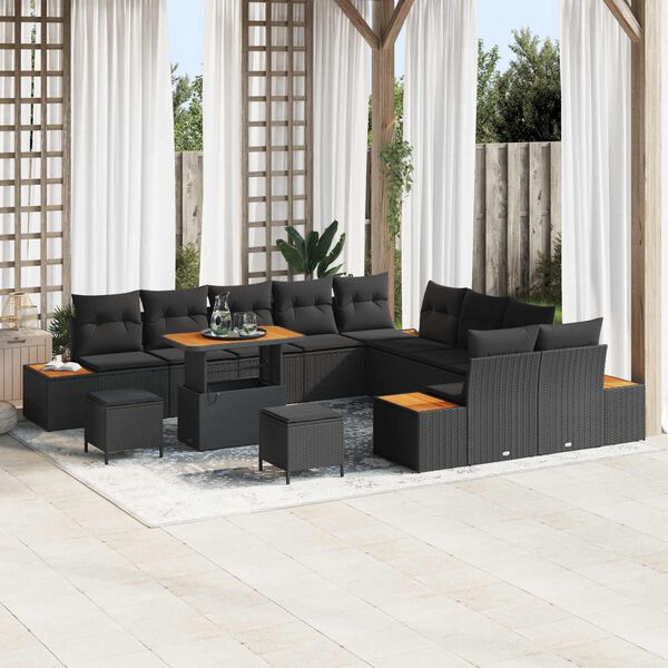 vidaXL Gartensofa-set 13 pcs Schwarz Poly-Rattan