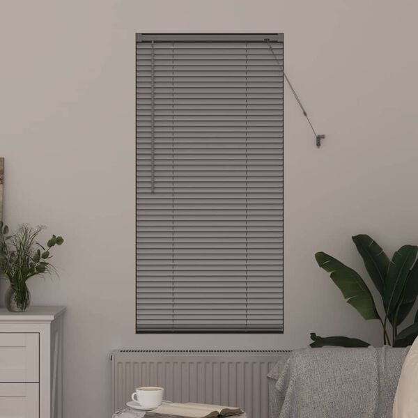 vidaXL Fensterjalousie mit Vorh&auml;ngen Silber Aluminium