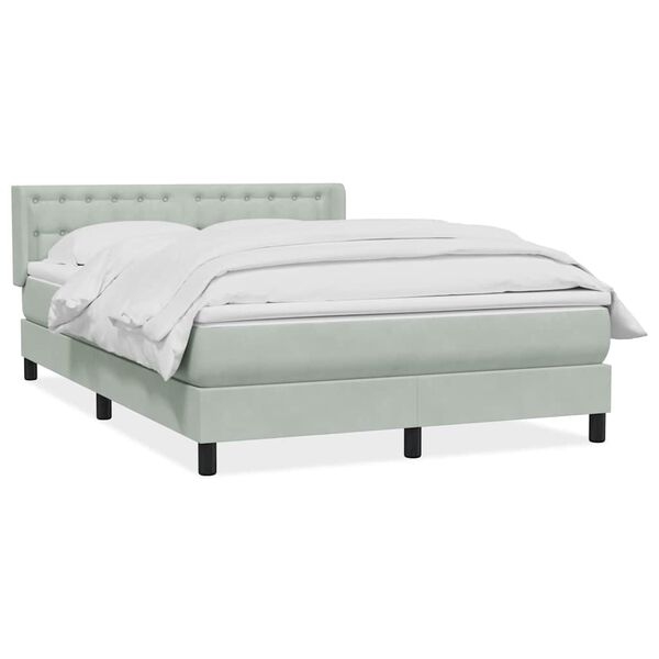 vidaXL Boxspringbett mit Matratze Hellgrau 140x210 cm Samt