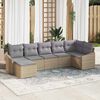 vidaXL Garten-Sofa-Set mit Kissen 7 pcs Beige und Hellgrau Poly-Rattan
