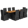 vidaXL 9-tlg. Garten-Essgruppe mit Kissen Schwarz Poly Rattan