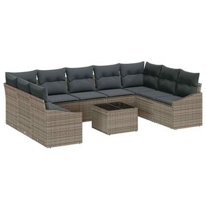 vidaXL Gartensofa-set mit Speicher Hellgrau Poly-Rattan