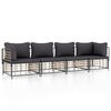 vidaXL 4-tlg. Garten-Lounge-Set mit Kissen Anthrazit Poly Rattan