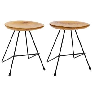 vidaXL Hocker 2 Stk. Teak Massivholz