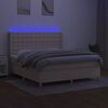 vidaXL Boxspringbett mit Matratze & LED Creme 180x200 cm Stoff