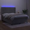 vidaXL Boxspringbett mit Matratze & LED Hellgrau 140x190 cm Samt