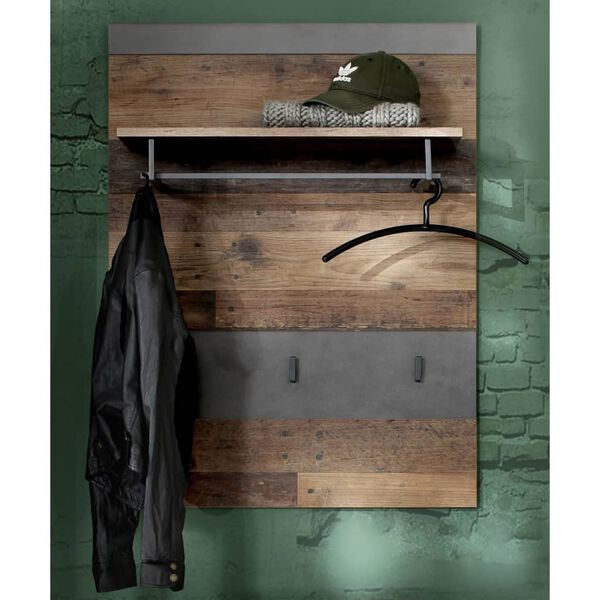 Trendteam Wandgarderobe Indy Altholz und Matera Grau