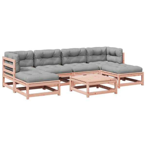 vidaXL 7-tlg. Garten-Sofagarnitur mit Kissen Massivholz Douglasie