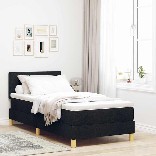 vidaXL Boxspringbett mit Matratze Schwarz 80 x 200 cm Stoff