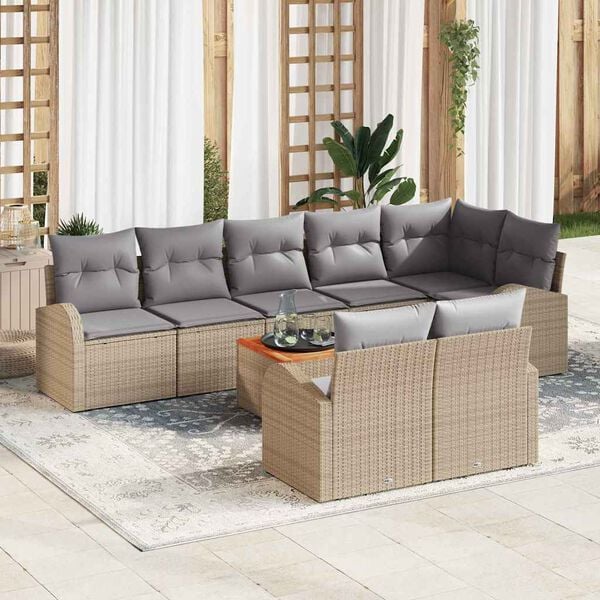vidaXL Garten-Sofa-Set 9 pcs Beige Poly Rattan